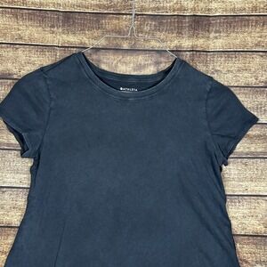 Athleta Tee Shirt Casual Short Sleeve Top Vintage Black Dark Gray Comfy Size S
